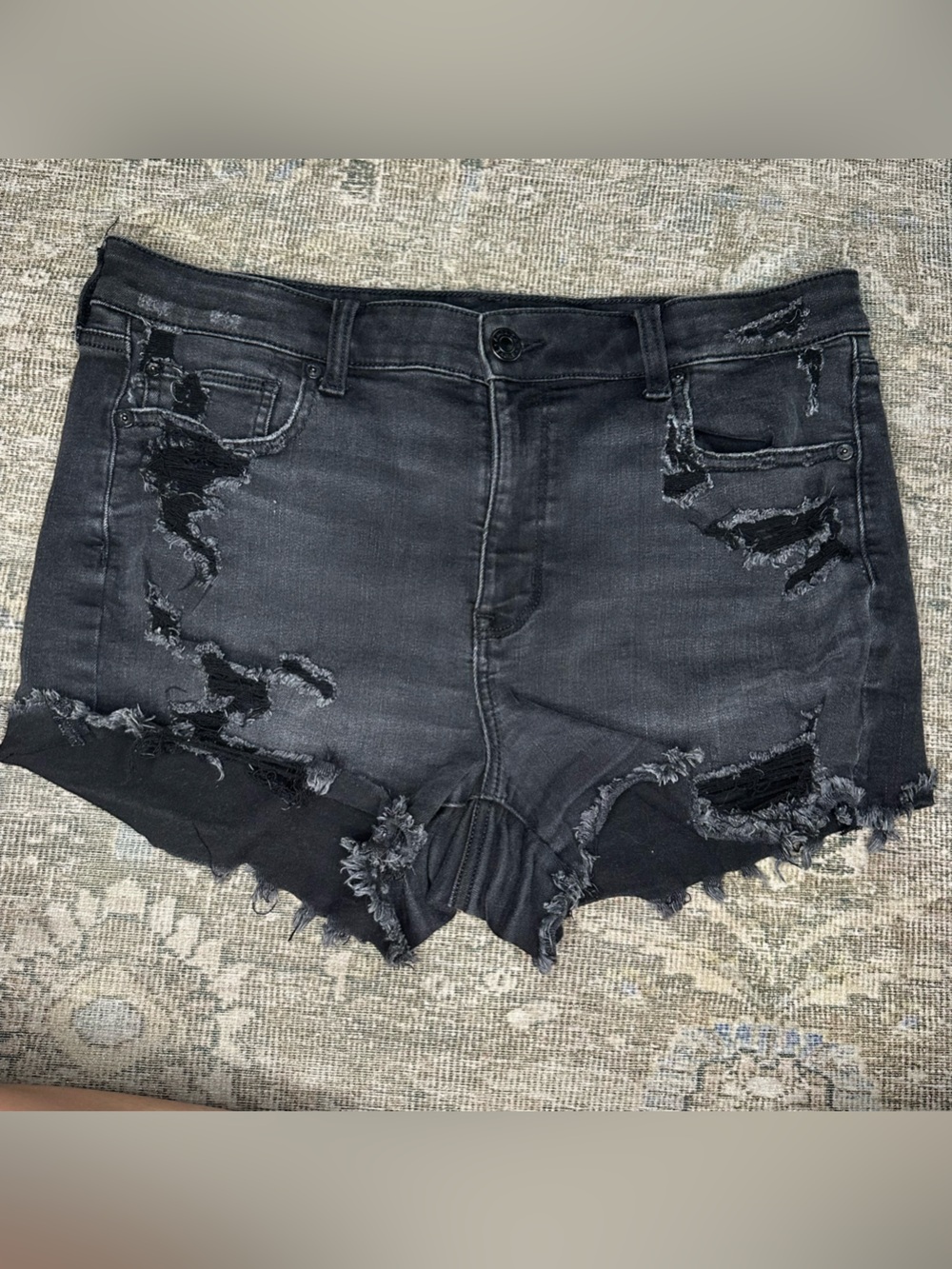 American Eagle Outfitters Distressed Black Denim Shorts